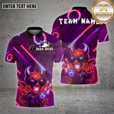 Maxcorners Bowling Shirt Neon Devil Character Multioptions Personalized Name, Team Name Unisex 3D Shirt (4 Colors)