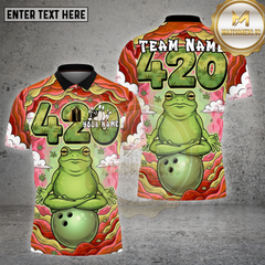Maxcorners Bowling Zen Frog 420 Trippy Multicolor Options Personalized Name, Team Name Unisex 3D Shirt