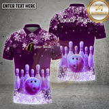 Maxcorners Bowling Shirt Snowflake Bowling Pins Winter Christmas Theme Multi Options Personalized Name, Team Name 3D Shirt