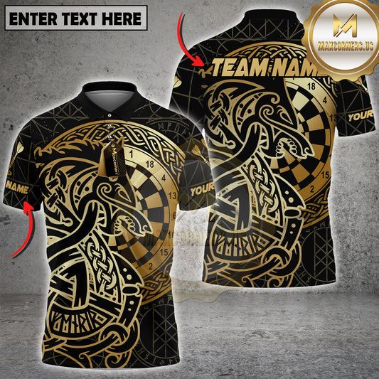 Maxcorners Darts Shirt Gold Celtic Dartboard Multioptions Personalized Name, Team Name Unisex 3D Shirt