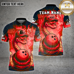 Maxcorners Bowling Snake 420 Neon Leaf Multicolor Options Personalized Name, Team Name Unisex 3D Shirt