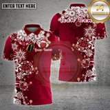 Maxcorners Bowling Shirt White Snowflake Ice Christmas Theme Multi Options Personalized Name, Team Name 3D Shirt