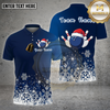 Maxcorners Bowling Shirt Snowflake Santa Bowling Ball Multi Options Personalized Name, Team Name 3D Shirt