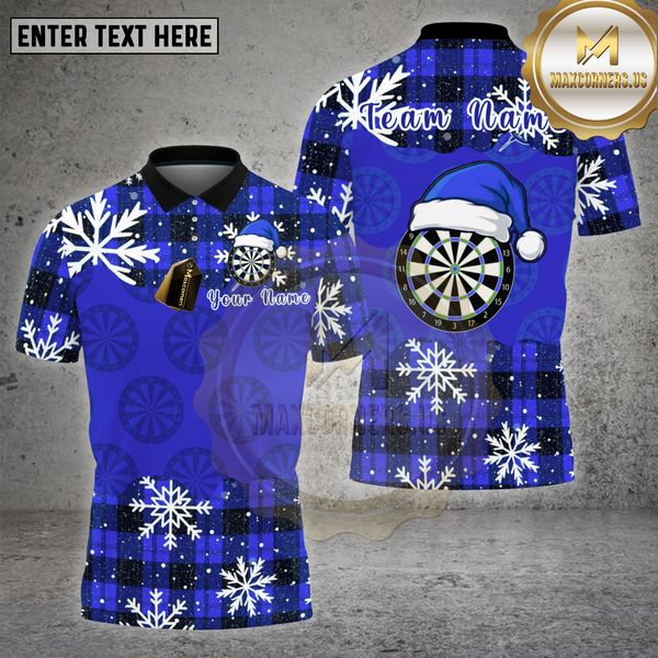 Maxcorners Darts Shirt Plaid Snowflake Dartboard Santa Hat Multi Options Personalized Name, Team Name 3D Shirt