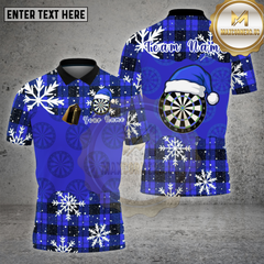 Maxcorners Darts Shirt Plaid Snowflake Dartboard Santa Hat Multi Options Personalized Name, Team Name 3D Shirt