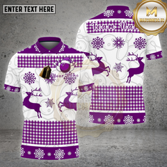 Maxcorners Bowling Shirt White Reindeer Snowflake Christmas Theme Multi Options Personalized Name, Team Name 3D Shirt