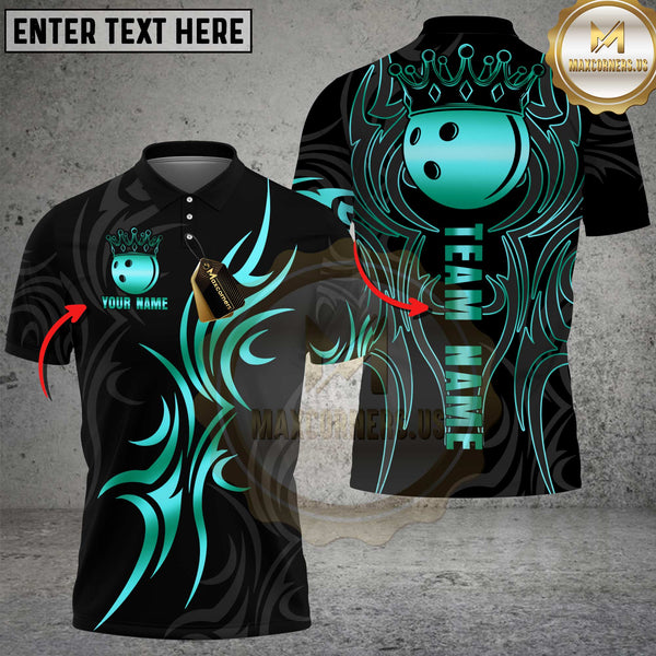 Maxcorners Bowling Shirt Royal Crown Gold Bowling Ball Multioptions Personalized Name, Team Name Unisex 3D Shirt