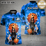 Maxcorners Bowling Shirt Gothic Girl Orange Ball Blue Galaxy Background Multi Options Personalized Name, Team Name 3D Shirt