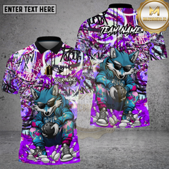 Maxcorners Bowling Shirt Cool Wolf Graffiti Street Art Colorful Pattern Multi Options Personalized Name, Team Name 3D Shirt