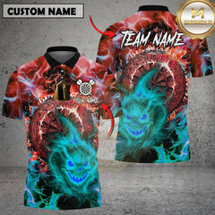 Maxcorners Dartboard Flaming Skull Lightning Multioptions Personalized Name, Team Name Unisex 3D Shirt (4 Colors)