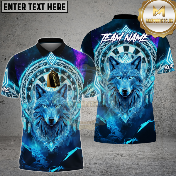 Maxcorners Dart Shirt Native Wolf Mystic Dartboard Multioptions Personalized Name, Team Name Unisex 3D Shirt (4 Colors)