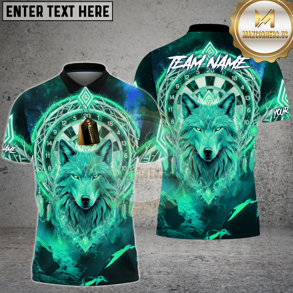 Maxcorners Dart Shirt Native Wolf Mystic Dartboard Multioptions Personalized Name, Team Name Unisex 3D Shirt (4 Colors)