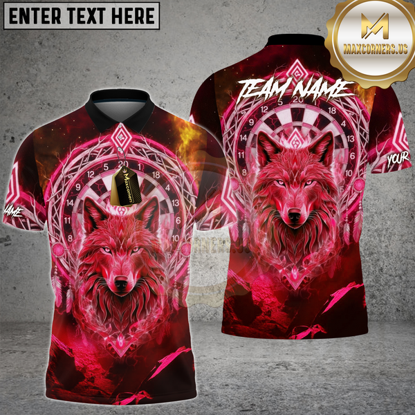 Maxcorners Dart Shirt Native Wolf Mystic Dartboard Multioptions Personalized Name, Team Name Unisex 3D Shirt (4 Colors)