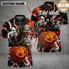 Maxcorners Dart Polo Shirt Halloween Pumpkin Ghost Lightning Multioptions Personalized Name, Team Name Unisex 3D Shirt (4 Colors)