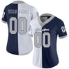 Maxcorners Custom Navy Gray-White Split Fashion Football Jersey LM2605
