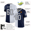 Maxcorners Custom Navy Gray-White Split Fashion Football Jersey LM2605