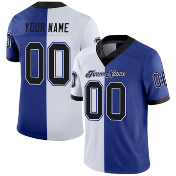 Maxcorners Custom Royal Black-White Split Fashion Football Jersey LM2605