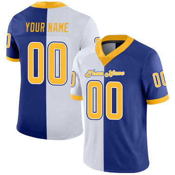Maxcorners Custom Royal Gold-White Split Fashion Football Jersey LM2605