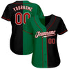 Maxcorners Custom Black Red-Kelly Green Authentic Split Fashion Baseball Jersey LM2605
