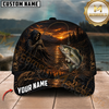 Maxcorners Fishing Grim Reaper Sunset Lake Skull Artwork Customized Name 3D Cap