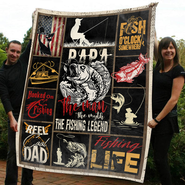 Maxcorners Papa Fishing 3D Quilt - Blanket
