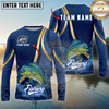 Maxcorners Fishing Sport Stripe Scale Pattern Personalized Name, Team Name Long Sleeve Shirt (9 Breeds)