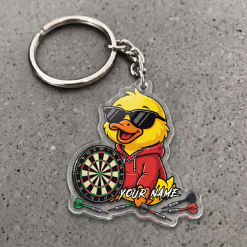 Maxcorners Cool Duck Hoodie Darts Personalized Name Keychain