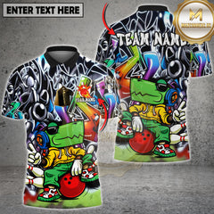 Maxcorners Bowling Crocodile Street Graffiti Style Multi Options Personalized Name, Team Name 3D Shirt