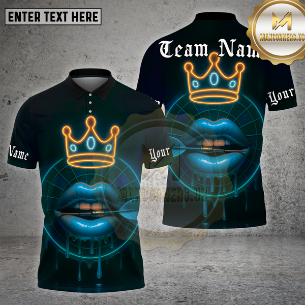 Maxcorners Darts Shirt Neon Lips Crown Glow Multioptions Personalized Name, Team Name Unisex 3D Shirt (4 Colors)