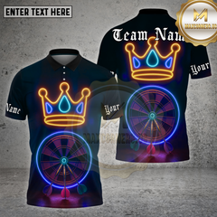 Maxcorners Darts Shirt Neon Dartboard Crown Glow Multioptions Personalized Name, Team Name Unisex 3D Shirt (4 Colors)