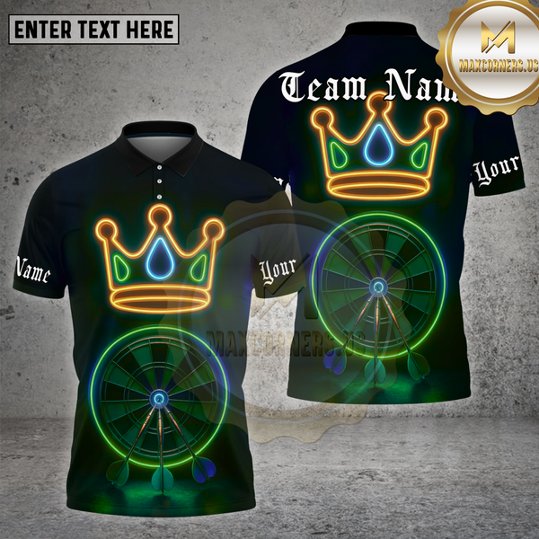 Maxcorners Darts Shirt Neon Dartboard Crown Glow Multioptions Personalized Name, Team Name Unisex 3D Shirt (4 Colors)