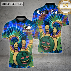 Maxcorners Bowling Shirt Tie Dye Funny Pins Multioptions Personalized Name, Team Name Unisex 3D Shirt (4 Colors)