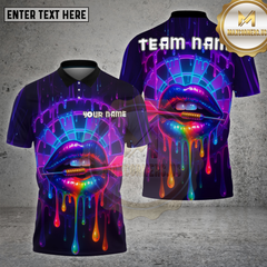Maxcorners Darts Shirt Neon Lips Rainbow Drip Multioptions Personalized Name, Team Name Unisex 3D Shirt (4 Colors)