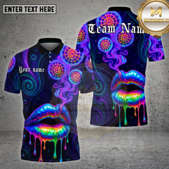 Maxcorners Darts Shirt Neon Lips Smoke Psychedelic Multioptions Personalized Name, Team Name Unisex 3D Shirt (4 Colors)