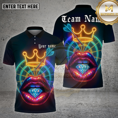 Maxcorners Darts Shirt Neon Lips Diamond Crown Multioptions Personalized Name, Team Name Unisex 3D Shirt (4 Colors)