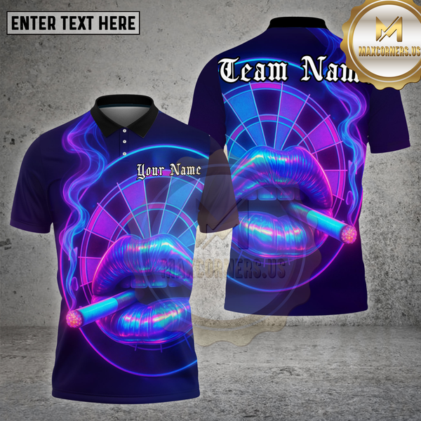 Maxcorners Darts Shirt Neon Lips Smoke Multioptions Personalized Name, Team Name Unisex 3D Shirt (4 Colors)
