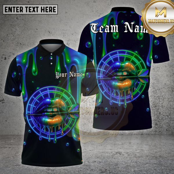 Maxcorners Darts Shirt Neon Lips Dripping Dartboard Glow Multioptions Personalized Name, Team Name Unisex 3D Shirt (4 Colors)