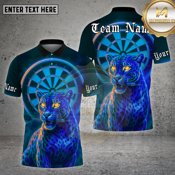 Maxcorners Darts Shirt Neon Panther Dartboard Eyes Multioptions Personalized Name, Team Name Unisex 3D Shirt (4 Colors)