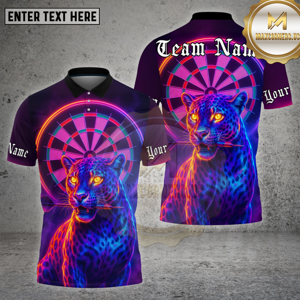 Maxcorners Darts Shirt Neon Panther Dartboard Eyes Multioptions Personalized Name, Team Name Unisex 3D Shirt (4 Colors)