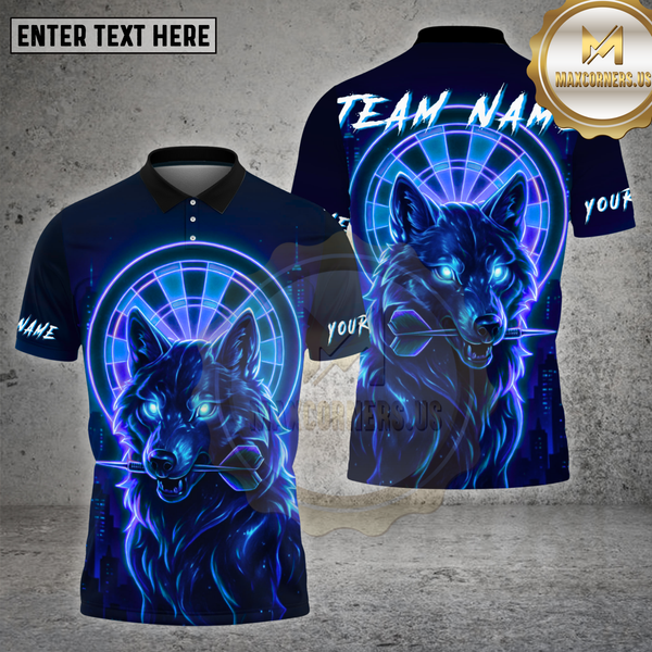 Maxcorners Darts Shirt Neon Wolf Dart Glow Multioptions Personalized Name, Team Name Unisex 3D Shirt (4 Colors)