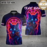 Maxcorners Darts Shirt Neon Wolf Dart Glow Multioptions Personalized Name, Team Name Unisex 3D Shirt (4 Colors)