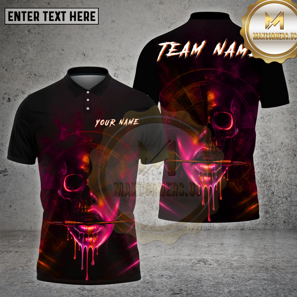 Maxcorners Darts Shirt Neon Skull Lips Glow Multioptions Personalized Name, Team Name Unisex 3D Shirt (4 Colors)