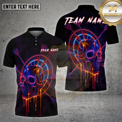 Maxcorners Darts Shirt Neon Skull Arrows Dartboard Multioptions Personalized Name, Team Name Unisex 3D Shirt (4 Colors)