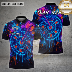 Maxcorners Darts Shirt Neon Graffiti Dartboard Splash Multioptions Personalized Name, Team Name Unisex 3D Shirt (4 Colors)