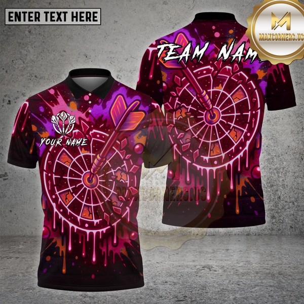 Maxcorners Darts Shirt Neon Graffiti Dartboard Splash Multioptions Personalized Name, Team Name Unisex 3D Shirt (4 Colors)