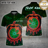 Maxcorners Darts Shirt Halloween Pumpkin Dartboard Neon Glow Multioptions Personalized Name, Team Name Unisex 3D Shirt (4 Colors)