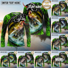 Maxcorners Fishing Neon Green Flame Thunder Multicolor Options Personalized Name, Team Name 3D Shirt (12 Fish Species)