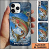 Maxcorners Fishing Blue Ocean Wave Hook Customized Name 3D Phone Case