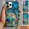 Maxcorners Fishing Vibrant Aqua Coral Reef Customized Name 3D Phone Case