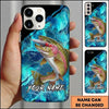 Maxcorners Fishing Black Teal Marble Lure Customized Name 3D Phone Case